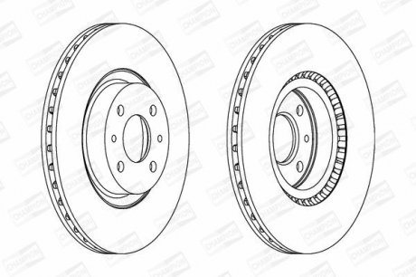 Диск тормозной передний (кртано 2) Fiat Doblo (01-), Bravo (I,II) CHA CHAMPION 561387CH (фото 1)