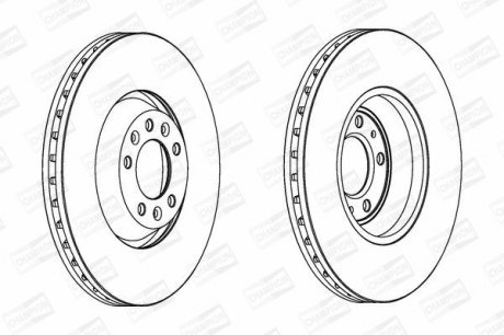 Диск тормозной передний (цена за 1шт.) Peugeot 407, SW 2,2i, 3,0i V6 (04-) (5630 CHAMPION 563031CH-1