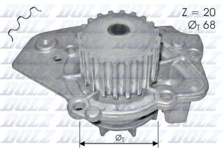 Водяний насос CITROEN BX (XB-_) C15 (VD-_) VISA ZX (N2) / LADA NIVA (2121) / PEUGEOT 205 305 306 309 DOLZ N206 (фото 1)