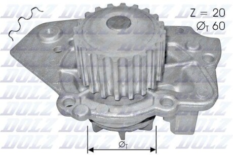 Водяний насос CITROEN BX (XB-_) C15 (VD-_) VISA ZX (N2) / PEUGEOT 205 I (741A/C) 205 II (20A/C) 305 DOLZ T136