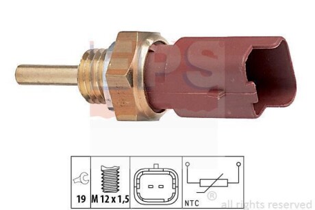 FIAT Датчик температуры воды Doblo 1.3/1.9 01-,Opel Astra H 1.3/1.9CDTI, Corsa, Meriva. EPS 1.830.326