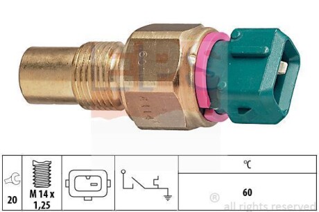CITROEN Датчик температуры воды Berlingo,Jumper,Jumpy (зел. 60С) EPS 1.840.114