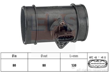 ISUZU Витратомір повітря D-MAX I (TFR, TFS) 2.5 DiTD (TFR86_, TFR54_) 02-12 EPS 1.991.445 (фото 1)