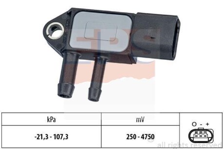 VW Датчик давления выхлопных газов Caddy, Polo, Golf VI, Touran, 1,2-2,0TDI EPS 1.993.265