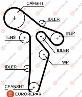Фото 1 - ремінь зубчастий Z=160 WV AUDI 1,2-2,0TDI 03-. EUROREPAR 1633143680 Ремінь зубчастий Z=160 WV AUDI 1,2-2,0TDI 03-. EUROREPAR 1633143680 (фото 1)