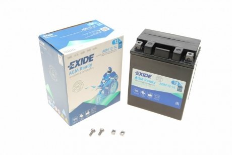 Аккумулятор залитый и заряженный AGM 12Ah 210A EXIDE AGM12-14 (фото 1)