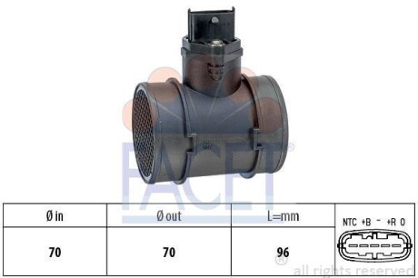 Витратомір повітря (5 конт.) Combo 1.7Di/DTi 01- (48/55kw) FACET 10.1155