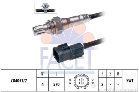 Датчик кислорода (лямбда-зонд) Hyundai SantaFe (01-), Sonata (98-)/KIA Sorento (FACET 107510 (фото 1)