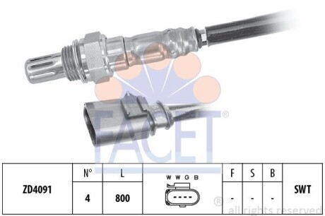 Датчик кисню (лямбда-зонд) VW Golf/Passat/Tiguan 1.2-2.0 TSI/TDI 12-> FACET 10.8199 (фото 1)