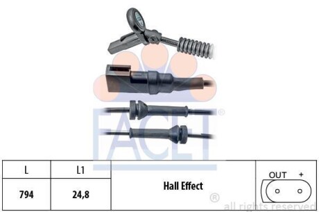 Фото 1 - датчик ABS передний Ford Fusion 02-13 (790 мм) FACET 21.0151 Датчик ABS передний Ford Fusion 02-13 (790 мм) FACET 21.0151 (фото 1)