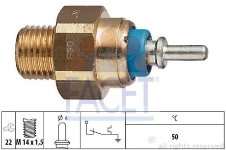 Датчик температуры охлаждающей жидкости Mercedes Benz W124/201/T1/T2 M102/OM602/603 77-&gt; FACET 7.4070 (фото 1)