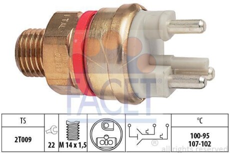 Датчик вмикання вентилятора Mercedes Benz W124/201 M102/OM601 82-> FACET 7.5637