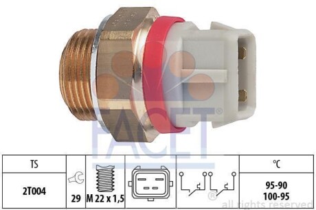 Датчик включения вентилятора Escort/Mondeo/Scorpio 1.6-3.0 90-01 FACET 7.5682 (фото 1)
