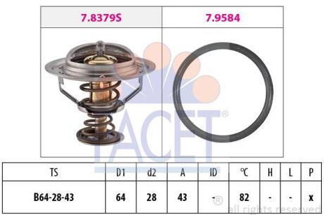 Термостат Nissan Navara, Pathfinder 2.5 DCi (05-), X-Trail 2.2 DCi (01-) (7.8649 FACET 78649 (фото 1)