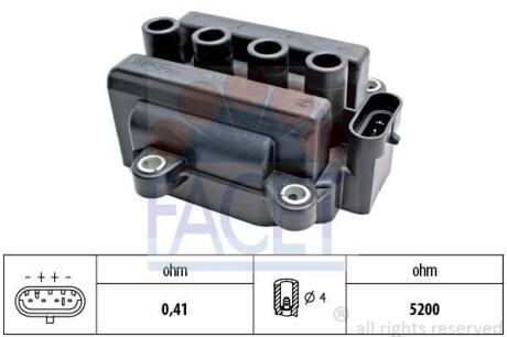 Катушка зажигания Renault Logan (05-), Clio (01-) 1.0i, 1.2 16V (9.6418) FACET 96418 (фото 1)