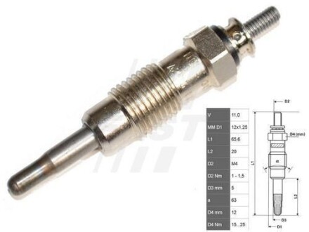 Свеча Накала 2.5 D/Td 94- FAST FT82722