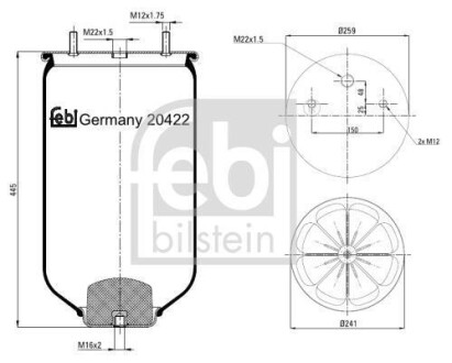 Пневмоподушка подвески без поршня FEBI BILSTEIN 20422