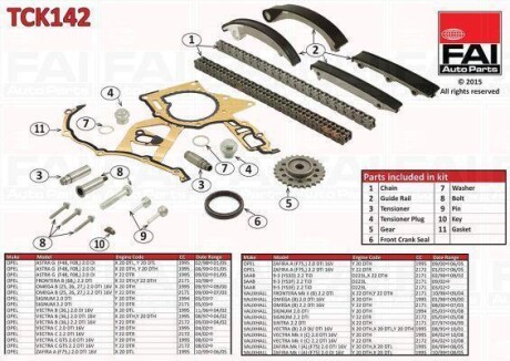 FAI OPEL К-кт цепи распредвала Astra G,Frontera B,Omega B,Signum,Vectra B/C,zafira 2.0DI Fischer Automotive One (FA1) TCK142