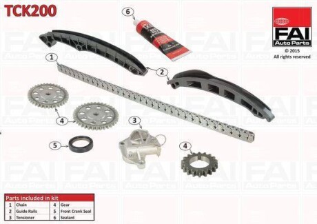FAI VW К-кт цепи ГРМ (полный) Polo,Skoda Fabia II,Roomster 1.2 07- Fischer Automotive One (FA1) TCK200
