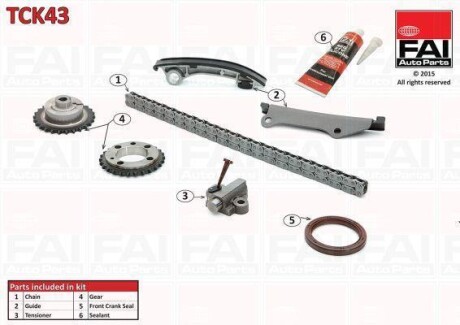 FAI NISSAN К-кт цепи ГРМ (цепь+2 шт. направляющие+ натяжитель + 2 шестерни + сальник + герметик) Patrol GR || 3.0D 00- Fischer Automotive One (FA1) TCK43