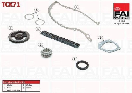 FAI SKODA К-кт цепи ГРМ (цепь+ 2 шестерни+2 прокладки+сальники) Fabia 1.0 99- Fischer Automotive One (FA1) TCK71