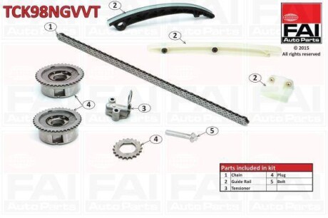 OPEL К-кт цепи ГРМ Astra J,Corsa D,E,Insignia,Meriva B,Mokka,Zafira Tourer 1.2/1.4 Fischer Automotive One (FA1) TCK98NGVVT (фото 1)
