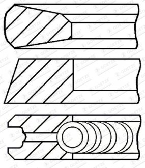Кольца поршневые DEUTZ 100.0 (2.94/2.55/5) F3L911/F4L911/F2L812,F3/4/5/6L91 GOETZE 08-741800-00 (фото 1)