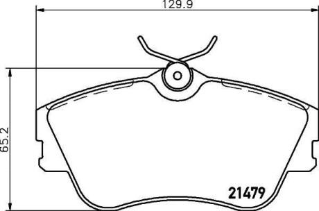 Тормозные колодки перед T4 1.9TD/2.4D &gt;99 (R15)(невент.диск) HELLA 8DB355018-071 (фото 1)
