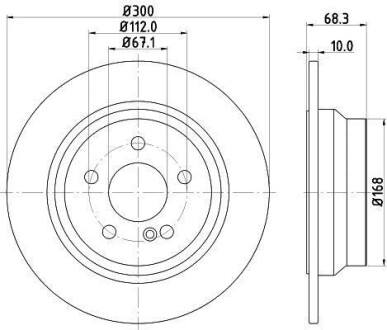 Гальмівний диск зад. Audi A6 04- HELLA 8DD355108-841