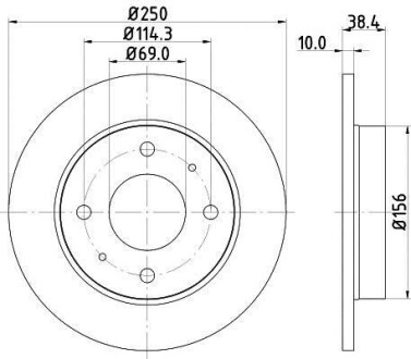 PRO MITSUBISHI Гальмівний диск задн. COLT CZC VI 1.5 06, COLT VI 1.1, 1.3, 1.5 04-, SMART HELLA 8DD 355 111-531