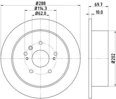 Гальмівний диск зад. Lexus RX 03-08 3.0-3.5 (PRO) HELLA 8DD355114-991