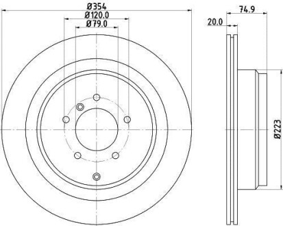 Тормозной диск зад. Range Rover III 02-12 (354x20) HELLA 8DD355115-291