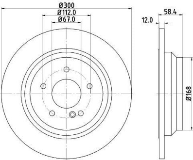 Тормозной диск зад. W221/C216/R230 04-13 2.0-6.0 (PRO) HELLA 8DD355115-411 (фото 1)