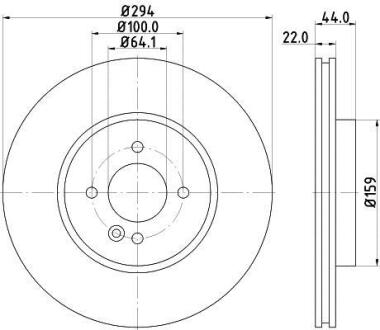 PRO BMW диск гальмівний передній Mini One, Cooper, Clubman 01- HELLA 8DD 355 115-871