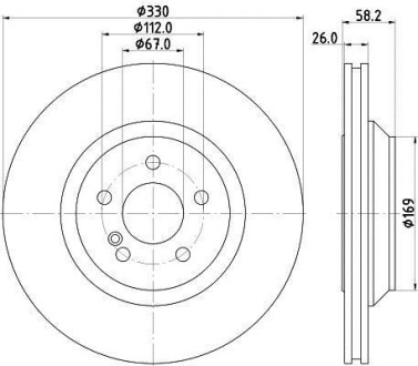 PRO DB Гальмівний диск задн. W221, C216 HELLA 8DD 355 116-281 (фото 1)