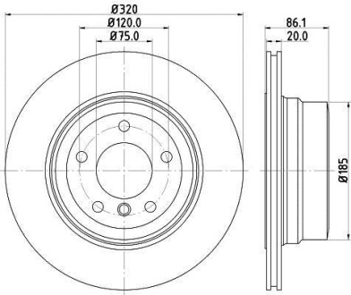 Тормозной диск зад. E60/E61 04-10 2.5-3.0 (PRO) HELLA 8DD355119-201