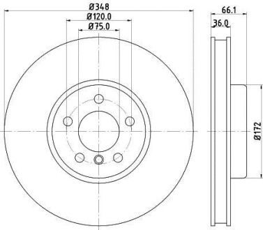 Диск гальмівний з покриттям PRO; передн., прав. HELLA 8DD 355 119-271