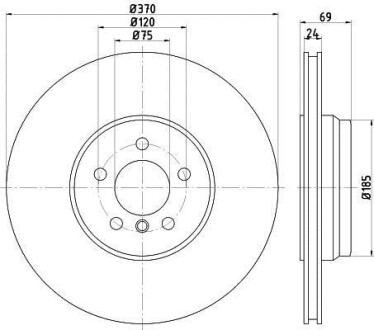 PRO BMW Гальмівний диск 5 Gran Turismo (F07), 7 (F01, F02, F03, F04), ALPINA HELLA 8DD 355 125-091