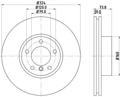 PRO HIGH CARBON BMW Диск гальмівний передн. 5 серия E39 00- HELLA 8DD 355 127-621 (фото 1)