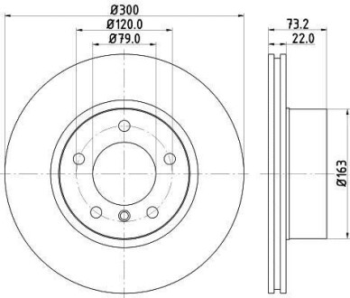 PRO HIGH CARBON BMW диск гальм.передн. 1(F20) 118I 120I 2010-, 3(F30) 316D-320I 2012- HELLA 8DD 355 129-401 (фото 1)