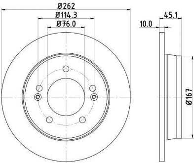 PRO High Carbon HYUNDAI гальмівний диск задній Elantra 11-, Veloster HELLA 8DD 355 129-451 (фото 1)