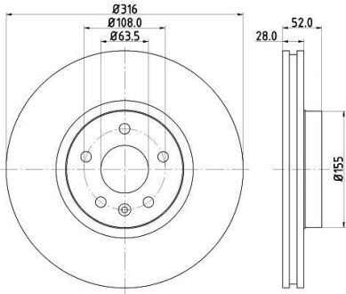 PRO HIGH CARBON FORD диск гальмівний передн.Galaxy, S-Max, Landrover Freelander, Volvo S60/80 II, V60/70, XC70 06- HELLA 8DD 355 129-511