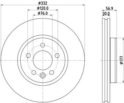 PRO HIGH CARBON VW Диск гальмівний передн. AMAROK 2.0 11- HELLA 8DD 355 132-561