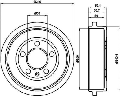 Тормозной барабан Fabia/Polo 1.0-2.0 99- HELLA 8DT355300-371 (фото 1)