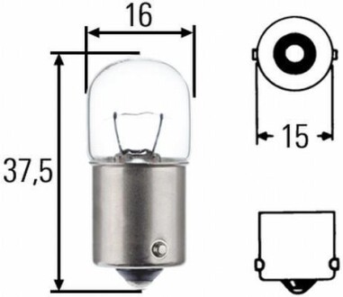 Лампа розжарювання, R5W 24V 5W BA 15s HELLA 8GA 002 071-241