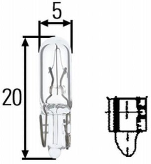 Лампа розжарювання, W1,2W 24V 1,2W W 2 x 4,6d HELLA 8GP 002 095-241