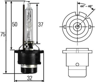 Лампа ксенонова D2S XENON 85V 35W P32D-2 HELLA 8GS 007 949-261 (фото 1)