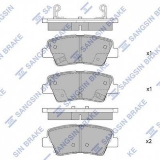 Колодка торм. диск. HYUNDAI ACCENT, ELANTRA 11- KIA SOUL 1.6 09- задн. (SANGSIN) Hi-Q SP1401