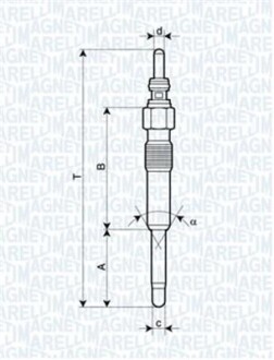 Свеча накала ALFA FORD OPEL ROVER, VW T5 MAGNETI MARELLI 062900006304