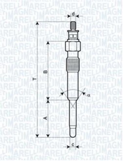 Свеча накала CITROEN BERLINGO 96-08, PEUGEOT EXPERT 95-07 MAGNETI MARELLI 062900007304